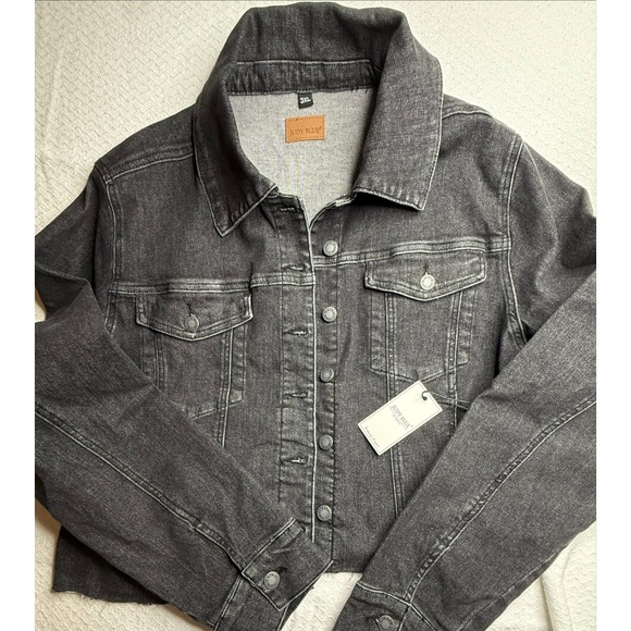 Judy Blue Los Angeles Black Denim Jacket 3XL Plus Size Jean Cropped - Picture 1 of 6